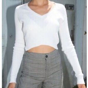 Brandy Melville white cropped ribbed sweater